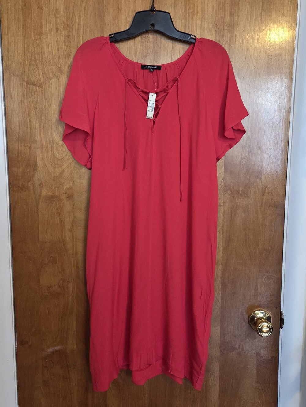 Madewell Bright Red Tie-Front Mini Shift Dress
